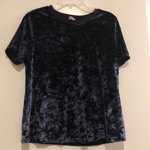 Pretty crushed blue velvet shirt